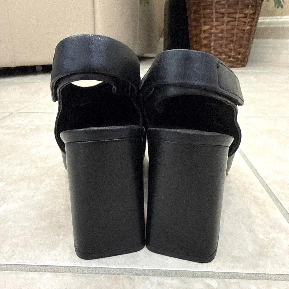 Vince Niara Block Heel Slingback Sandal Black size 10M/ 41 Comfort Career Preppy
